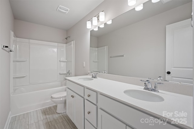 6712 W Sugar Creek Rd, Charlotte, NC 28269 - full bath with toilet, double vanity, and bathtub / shower combination