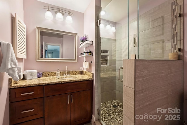 2533 Stockbridge Dr, Charlotte, NC 28210 - bathroom featuring vanity and a shower stall