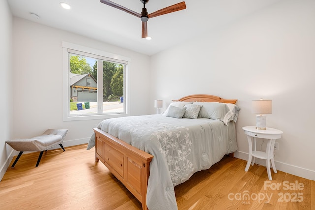 15 Ledgestone Dr, Fairview, NC 28730 - bedroom featuring baseboards, light wood finished floors, recessed lighting, and ceiling fan