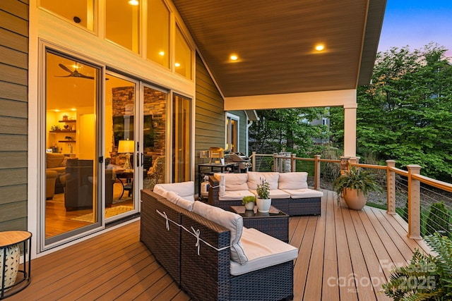 15 Ledgestone Dr, Fairview, NC 28730 - deck at dusk featuring an outdoor hangout area