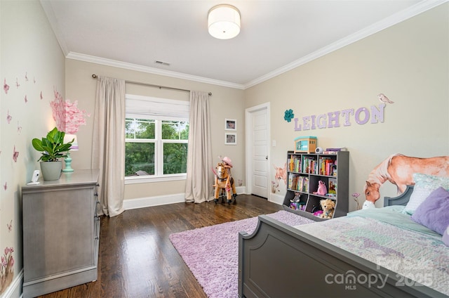 6873 Pine Moss Ln, Clover, SC 29710 - bedroom featuring ornamental molding, dark wood-style floors, and baseboards