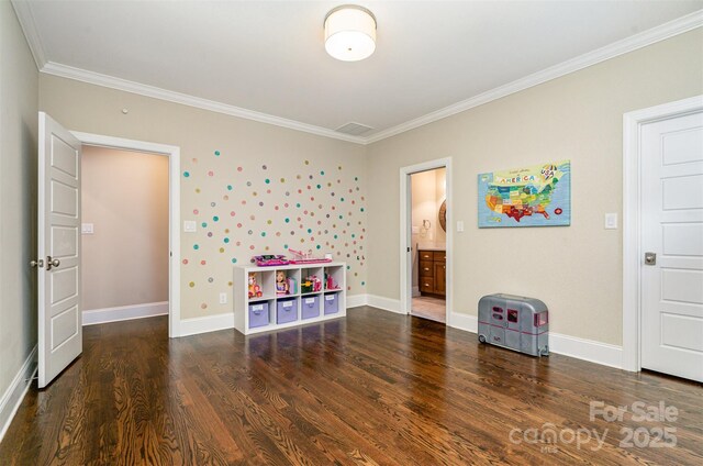 6873 Pine Moss Ln, Clover, SC 29710 - spare room featuring ornamental molding, dark wood-type flooring, and baseboards