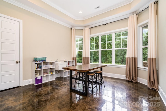 6873 Pine Moss Ln, Clover, SC 29710 - dining area with plenty of natural light, baseboards, ornamental molding, and recessed lighting