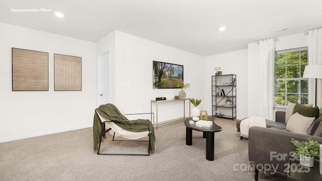 3734 Coleman Dr, Charlotte, NC 28215 - sitting room featuring carpet floors, baseboards, and recessed lighting