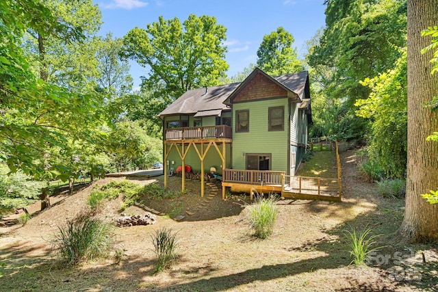 6 Woodland Rd W, Asheville, NC 28806 - rear view of house featuring a wooden deck