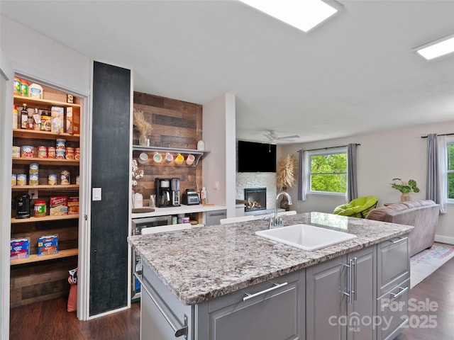 391 Ellen Ave, Canton, NC 28716 - kitchen featuring a sink, gray cabinets, and open floor plan