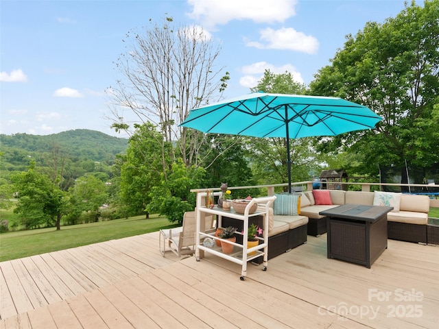 391 Ellen Ave, Canton, NC 28716 - deck with an outdoor living space and a mountain view