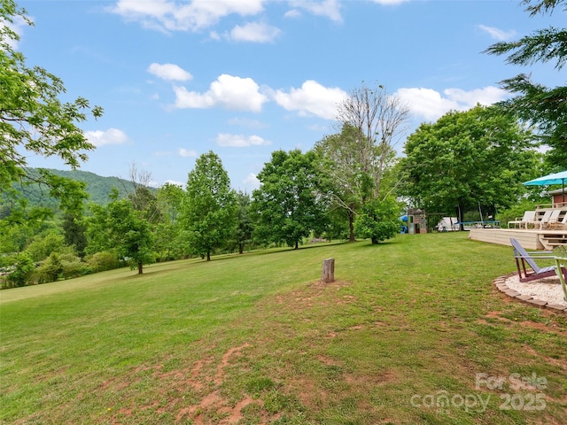 391 Ellen Ave, Canton, NC 28716 - view of green lawn featuring a deck and view of wooded area