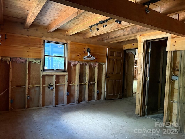 257 River Rd Unit 88, Newland, NC 28657 - misc room with beamed ceiling and wood walls