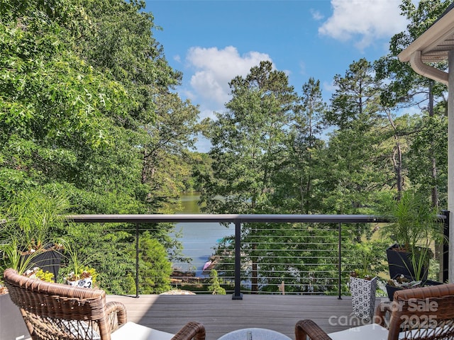 92 Island View Ct, Mill Spring, NC 28756 - wooden terrace with a water view