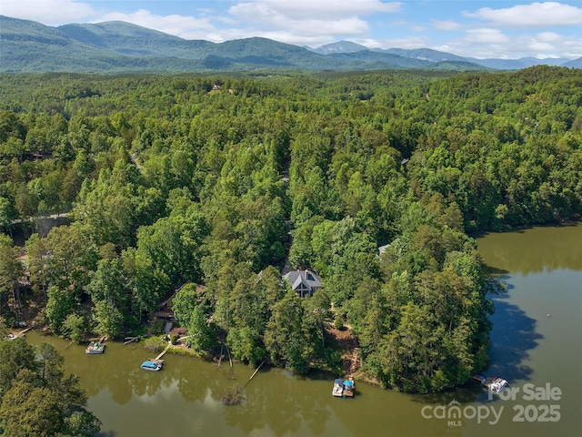 92 Island View Ct, Mill Spring, NC 28756 - drone / aerial view of a heavily wooded area and a water and mountain view