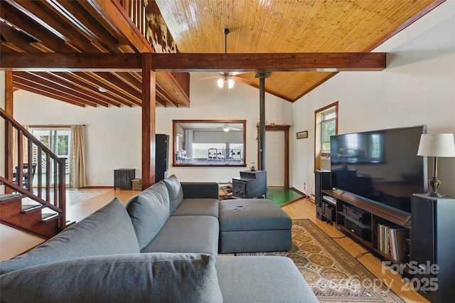 33 Faholoa Ridge Rd, Black Mountain, NC 28711 - living area with wood finished floors, stairway, and a ceiling fan