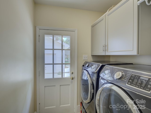 6116 Springhouse Ln, Charlotte, NC 28211 - laundry area featuring cabinet space, independent washer and dryer, and plenty of natural light