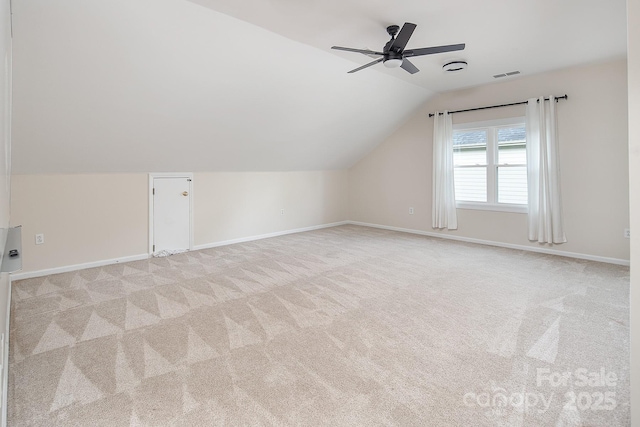 6400 Morningsong Ln, Charlotte, NC 28269 - bonus room with lofted ceiling, light colored carpet, and ceiling fan