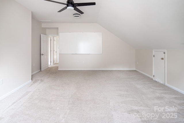 6400 Morningsong Ln, Charlotte, NC 28269 - additional living space with carpet floors, a ceiling fan, and lofted ceiling