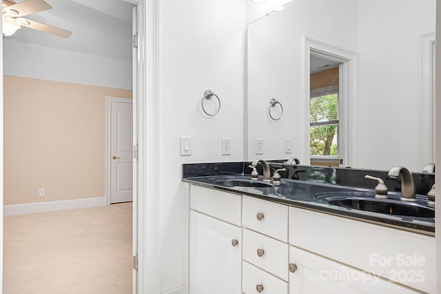 3204 Mcpherson St, Waxhaw, NC 28173 - bathroom featuring double vanity and ceiling fan