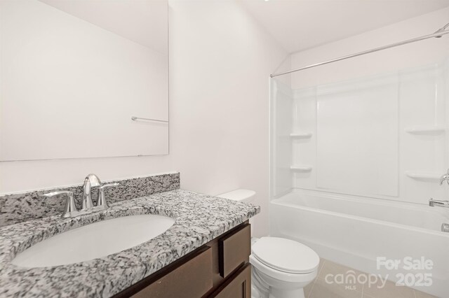 124 Canada Dr Unit 45, Statesville, NC 28166 - bathroom featuring toilet, vanity, shower / tub combination, and tile patterned floors