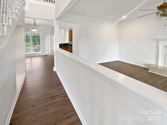 204 W Boyd St, Maiden, NC 28650 - hallway with dark wood finished floors, recessed lighting, and baseboards