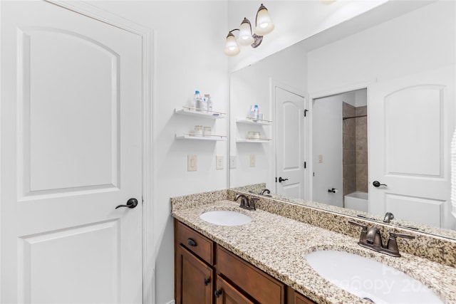 2289 Pine Valley Dr, Denver, NC 28037 - full bath with double vanity and tub / shower combination