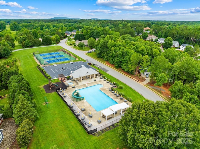 2289 Pine Valley Dr, Denver, NC 28037 - bird's eye view of a forest and a pool area