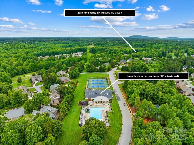 2289 Pine Valley Dr, Denver, NC 28037 - aerial view of a heavily wooded area and a pool