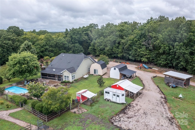 2310 Gill Jordan Rd, Chester, SC 29706 - aerial view of property and surrounding area with a forest and a pool
