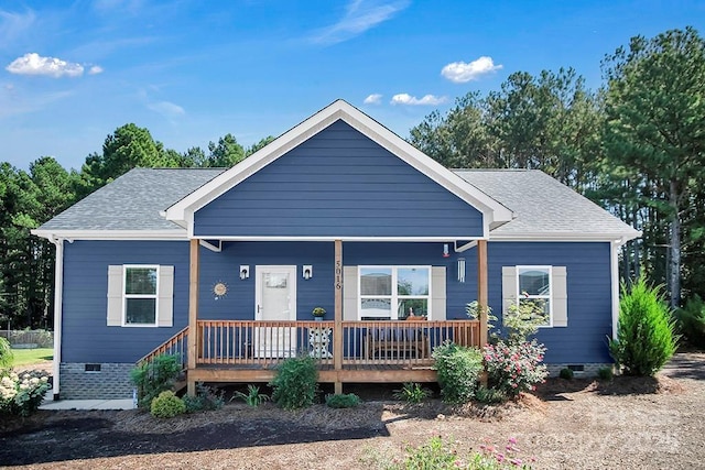 5016 Old Pine Ln, Cherryville, NC 28021 - view of front of house with a porch, crawl space, and a shingled roof