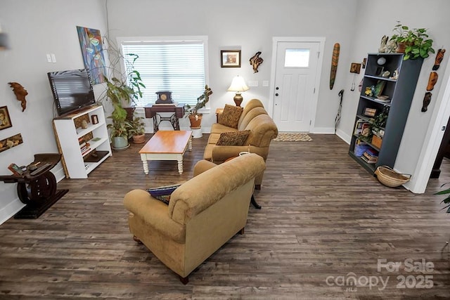5016 Old Pine Ln, Cherryville, NC 28021 - living room featuring dark wood-style flooring and baseboards