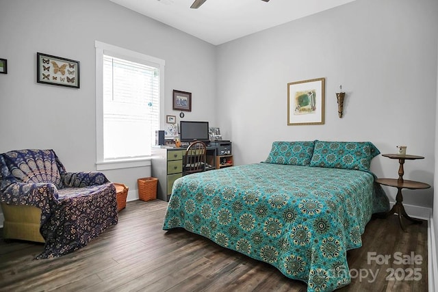 5016 Old Pine Ln, Cherryville, NC 28021 - bedroom with wood finished floors, baseboards, and a ceiling fan