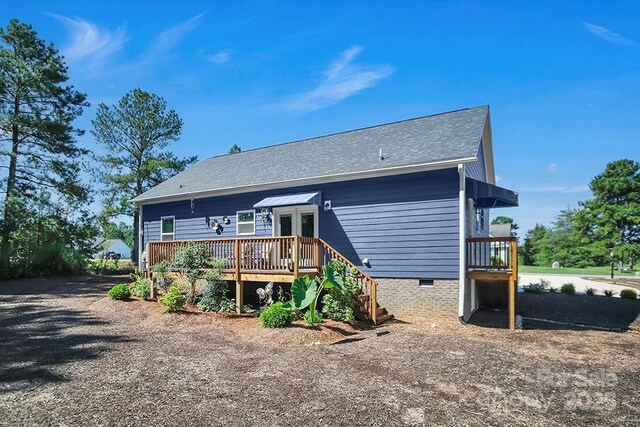 5016 Old Pine Ln, Cherryville, NC 28021 - back of house featuring a wooden deck, crawl space, and a shingled roof
