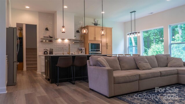 4710 Old Pageland Marshville Rd, Monroe, NC 28112 - living area featuring light wood finished floors and recessed lighting