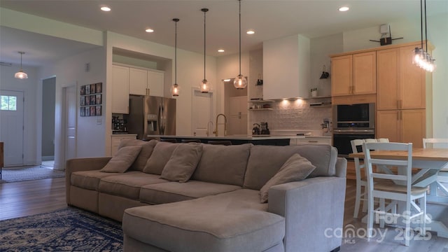 4710 Old Pageland Marshville Rd, Monroe, NC 28112 - living room featuring wood finished floors and recessed lighting