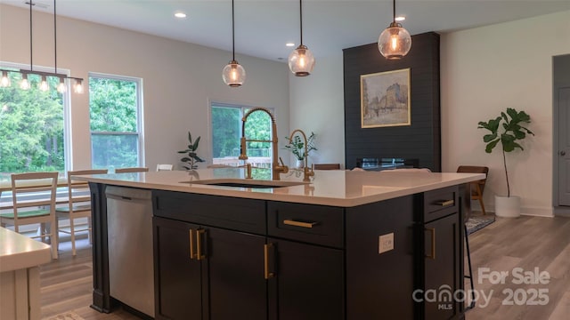 4710 Old Pageland Marshville Rd, Monroe, NC 28112 - kitchen with stainless steel dishwasher, a sink, plenty of natural light, light countertops, and recessed lighting