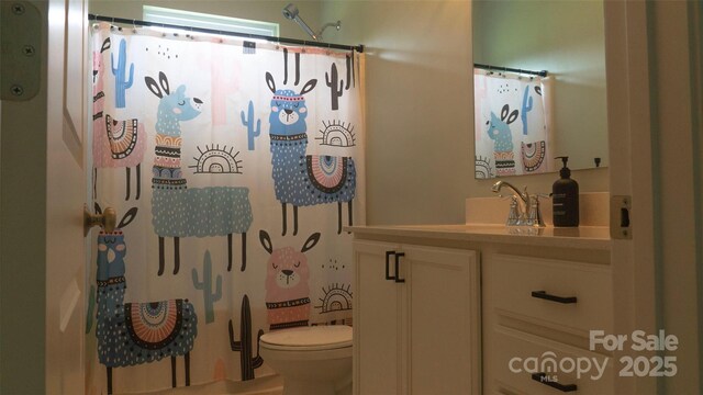 4710 Old Pageland Marshville Rd, Monroe, NC 28112 - full bath with toilet, vanity, and a shower with curtain