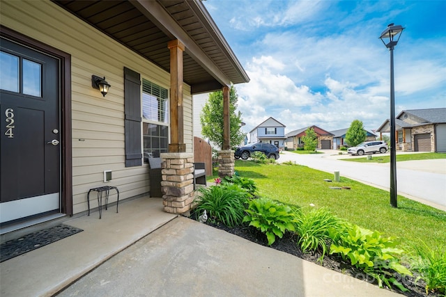 624 Cardwell Ln, Fletcher, NC 28732 - porch with a lawn and a residential view