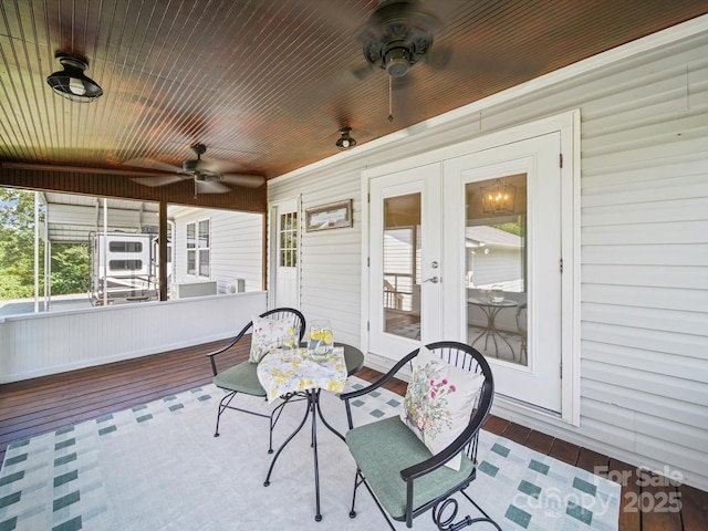714 Helms Efird Rd, Marshville, NC 28103 - sunroom featuring a ceiling fan and french doors