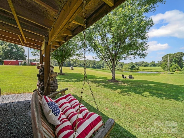 714 Helms Efird Rd, Marshville, NC 28103 - view of green lawn with a water view and view of scattered trees