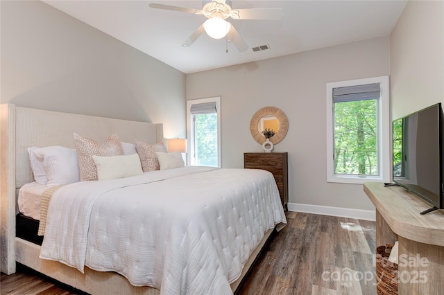 145 Inn At Crestwood Dr, Boone, NC 28607 - bedroom with multiple windows, wood finished floors, baseboards, and a ceiling fan