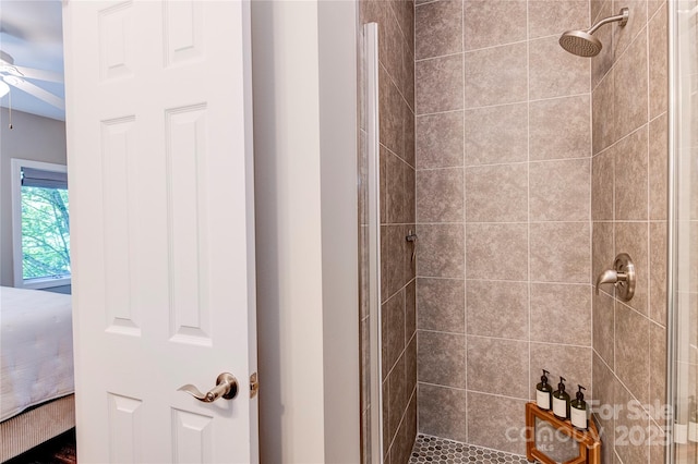 145 Inn At Crestwood Dr, Boone, NC 28607 - bathroom with ceiling fan, a stall shower, and ensuite bathroom