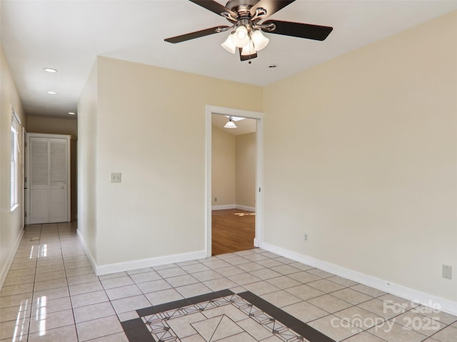 27 Alabama Ave, Weaverville, NC 28787 - unfurnished room with light tile patterned floors, recessed lighting, a ceiling fan, and baseboards