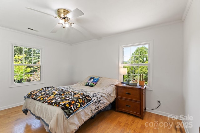 103 Hampshire Ln, Canton, NC 28716 - bedroom featuring crown molding, light wood-style flooring, baseboards, and multiple windows