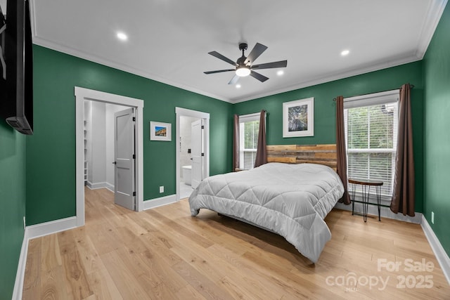 2577 Bonnybrook Cir, Rock Hill, SC 29732 - bedroom featuring ornamental molding, multiple windows, light wood-style flooring, baseboards, and recessed lighting