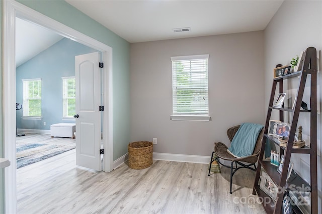 85017 Newloch Ct, Lancaster, SC 29720 - sitting room with wood finished floors, baseboards, and lofted ceiling