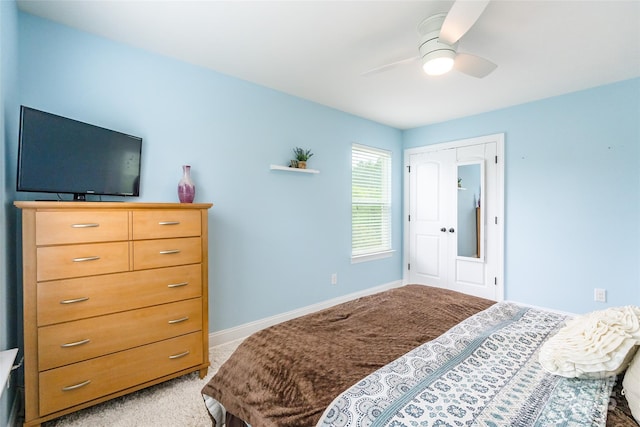 85017 Newloch Ct, Lancaster, SC 29720 - bedroom with light colored carpet, baseboards, a ceiling fan, and a closet