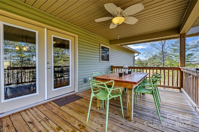 11 Ridge Brook Dr, Weaverville, NC 28787 - wooden deck with a ceiling fan and outdoor dining area