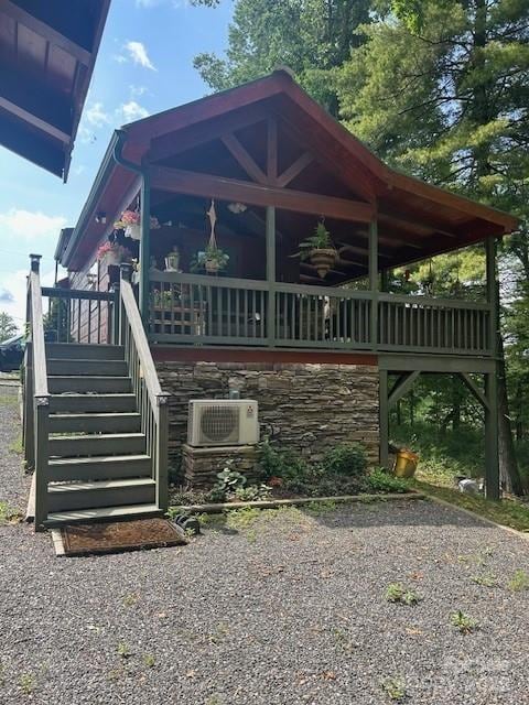623 Overlook Dr, Spruce Pine, NC 28777 - view of front facade with stairs, a cooling unit, and a deck