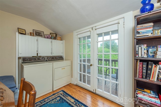 108 Connally St, Black Mountain, NC 28711 - laundry area featuring cabinet space, independent washer and dryer, and light wood-type flooring