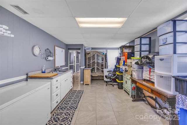 1 Plaza Dr, Granite Falls, NC 28630 - bathroom with a drop ceiling, tile patterned floors, and vanity