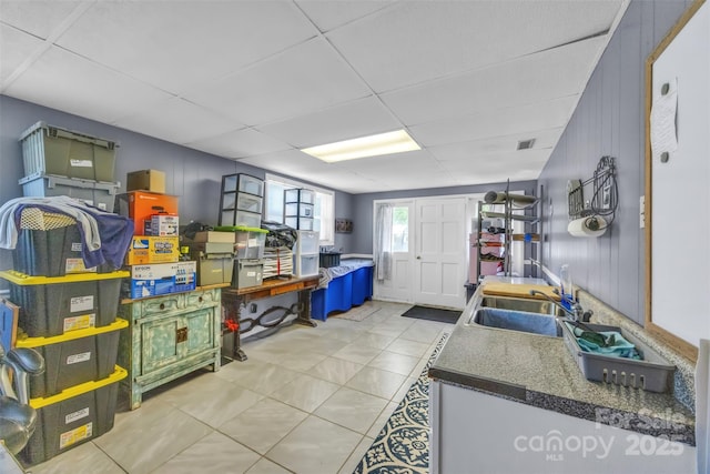 1 Plaza Dr, Granite Falls, NC 28630 - misc room with a sink, tile patterned floors, and a paneled ceiling