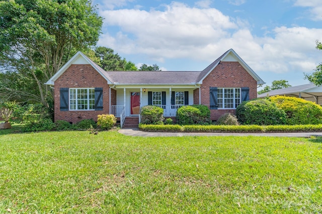 500 Belleview Rd, Rock Hill, SC 29730 - ranch-style home with brick siding, covered porch, and a front lawn